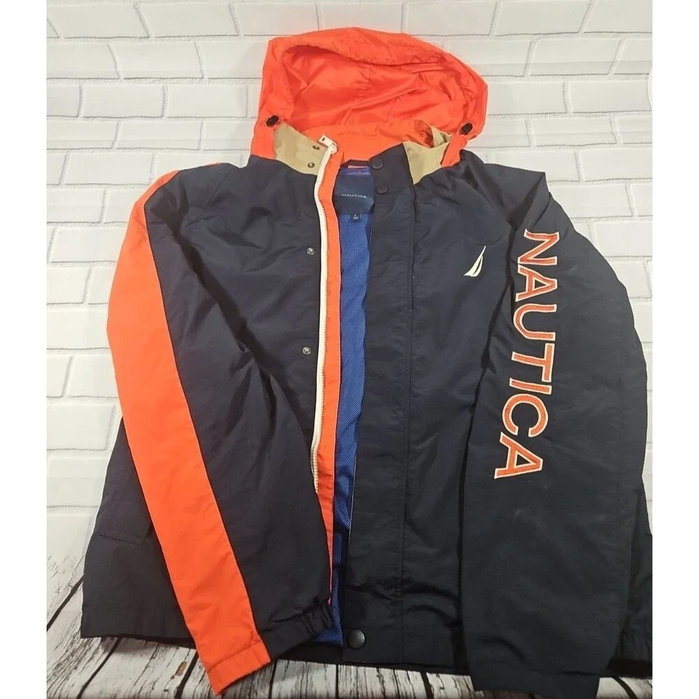 Nautica Men's Jacket Windbreaker Lightweight Full Zip w/ hidden hood Nautica Lg